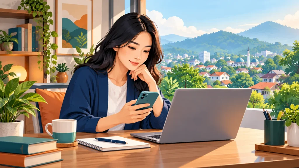 Ilustrasi membaca artikel informasi JKN dan PRB di Cimahi